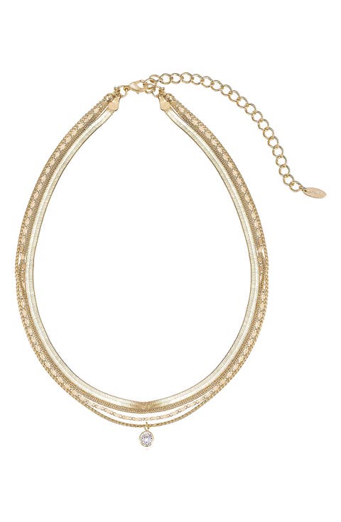 Layered Chain Pendant Necklace