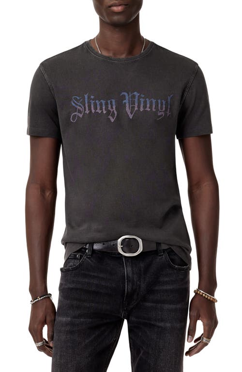 John Varvatos Sling Vinyl Embroidered Organic Cotton T-shirt In Charcoal