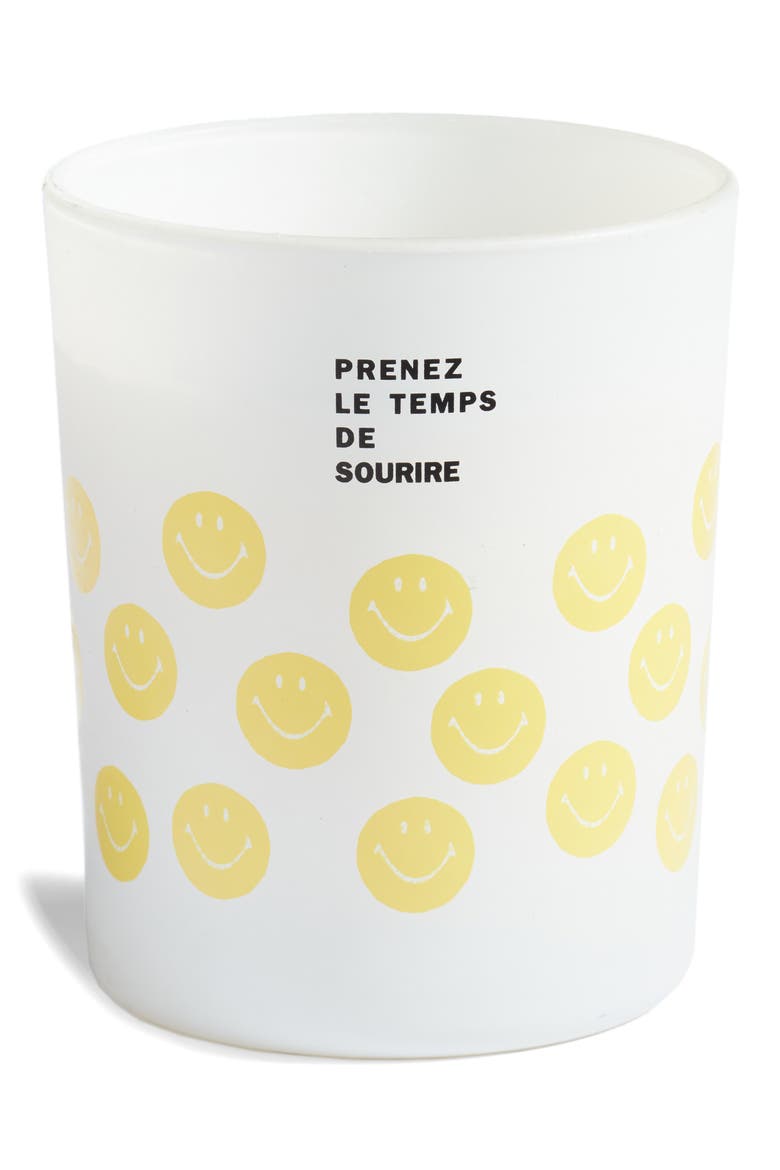 Smiley® x Goodies Take the Time to Smile Candle, Main, color, WHITE