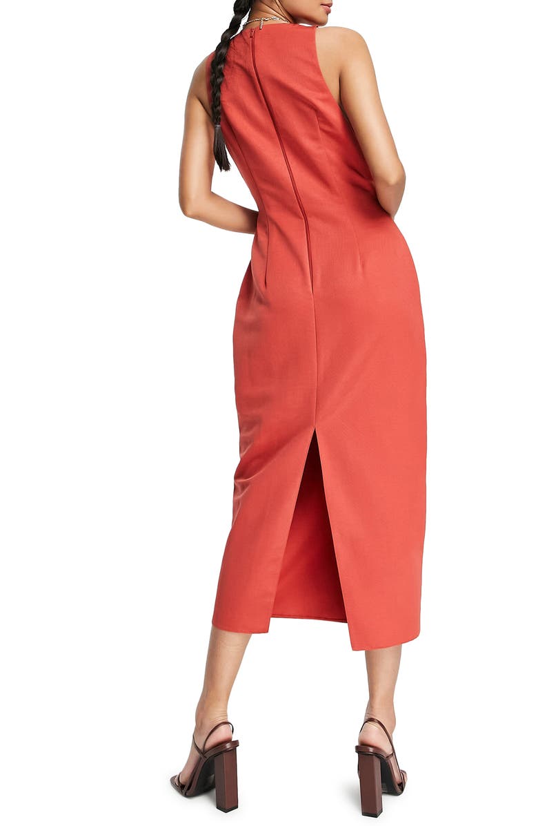 ASOS DESIGN Cutout Midriff Sleeveless Midi Dress, Alternate, color,