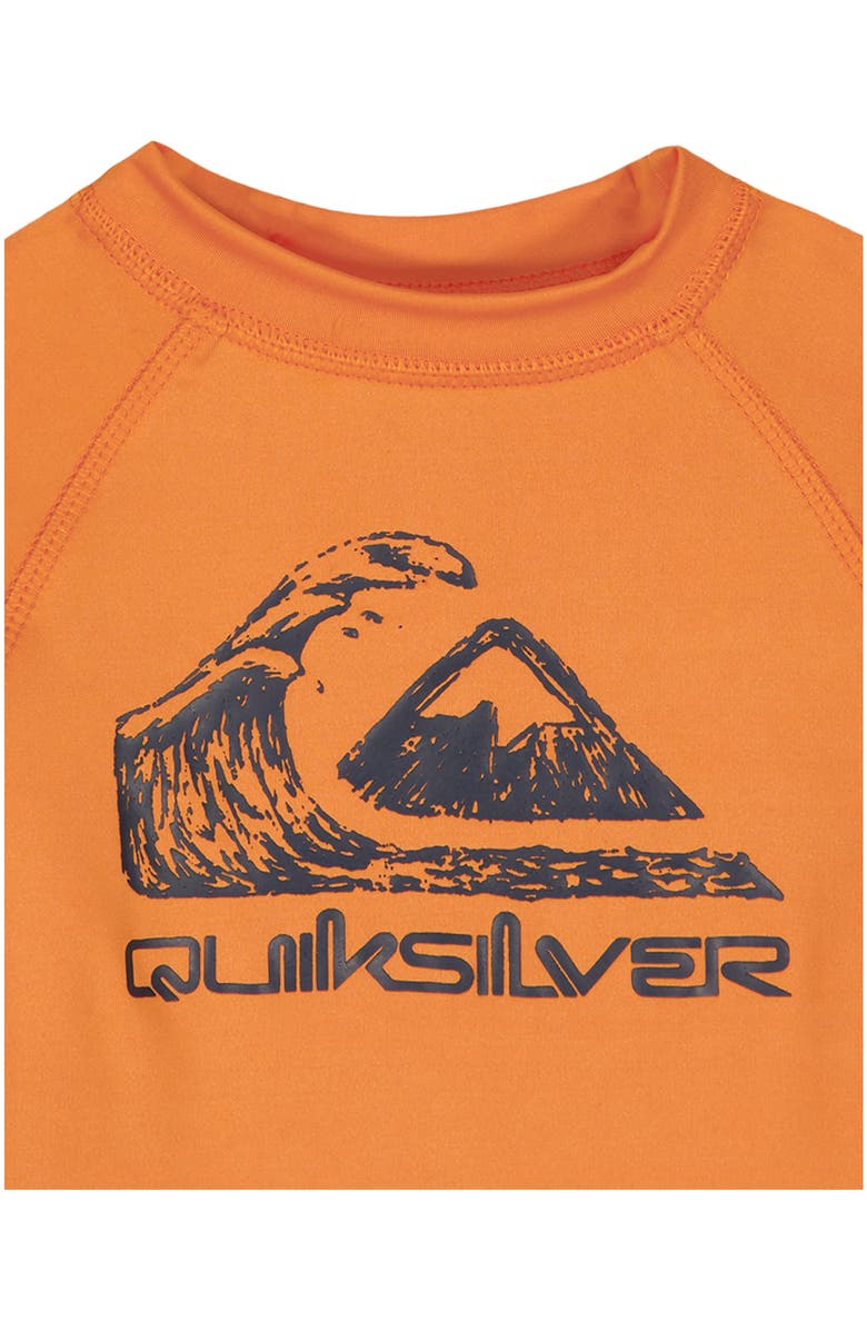 Quiksilver Long Sleeve Rashguard & Swim Trunks Set, Alternate, color, Orange Multi