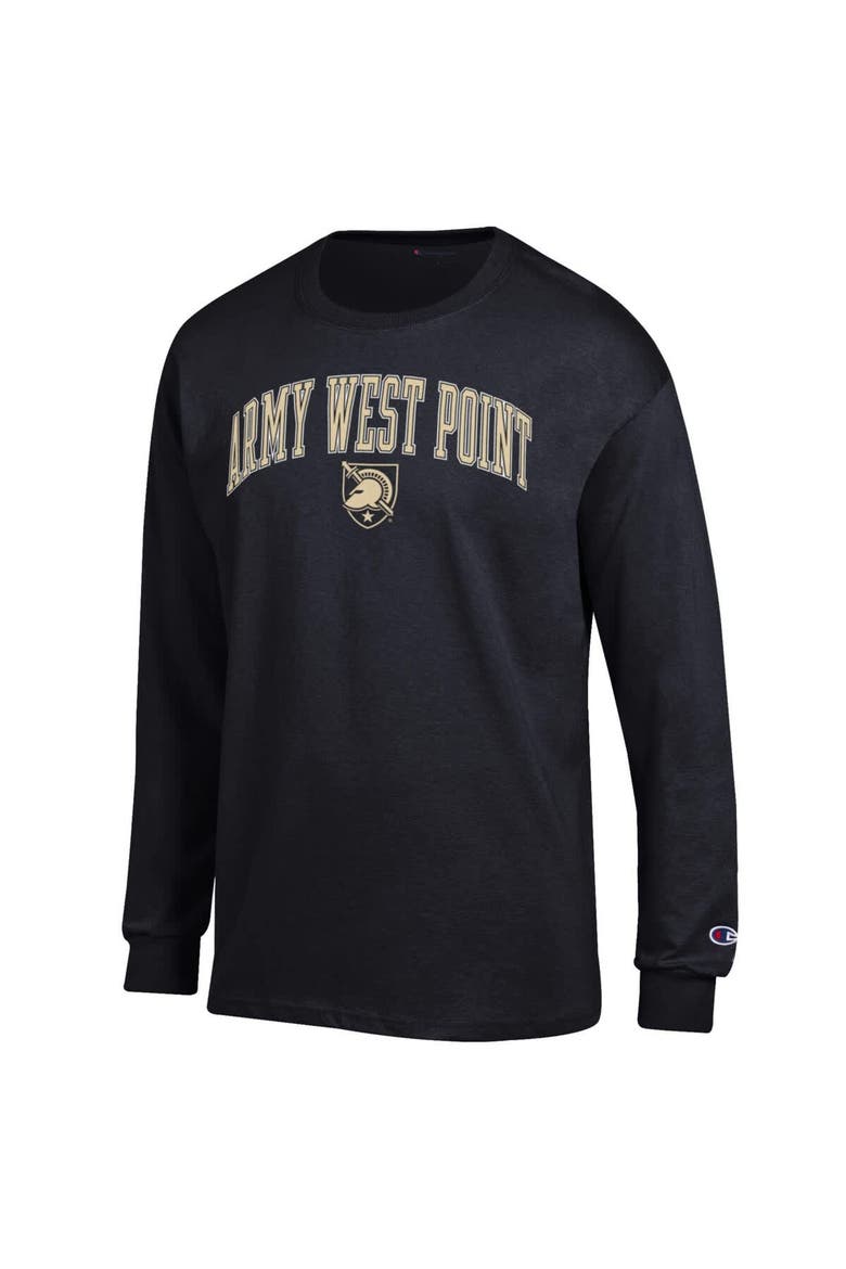 Men's Champion  Black Army Black Knights Arch Over Logo Long Sleeve T-Shirt, Alternate, color, Black