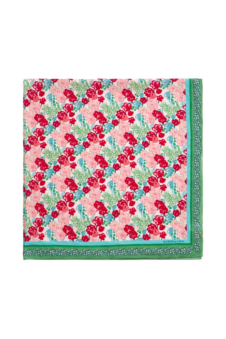 "Le Jardin" Beach Sarong Wrap, Main, color, Rouge Blossom