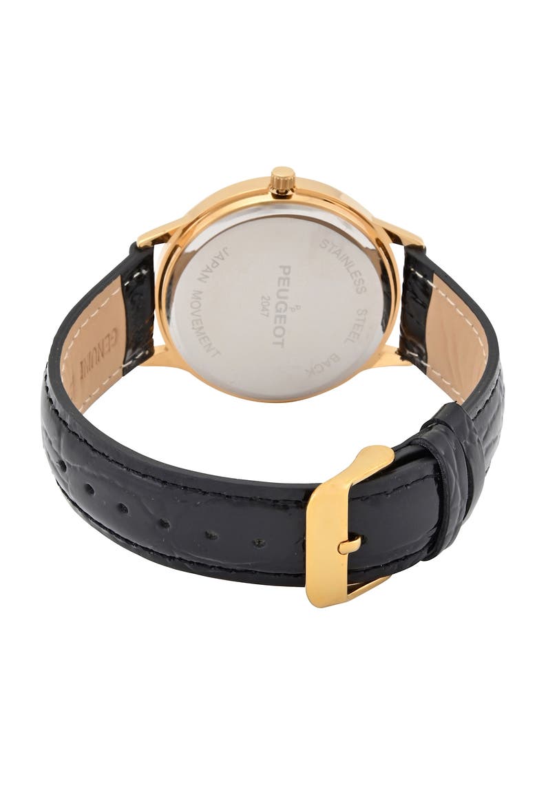 Vintage Left Window Sun Moon Leather Watch- 38MM, Alternate, color, Black