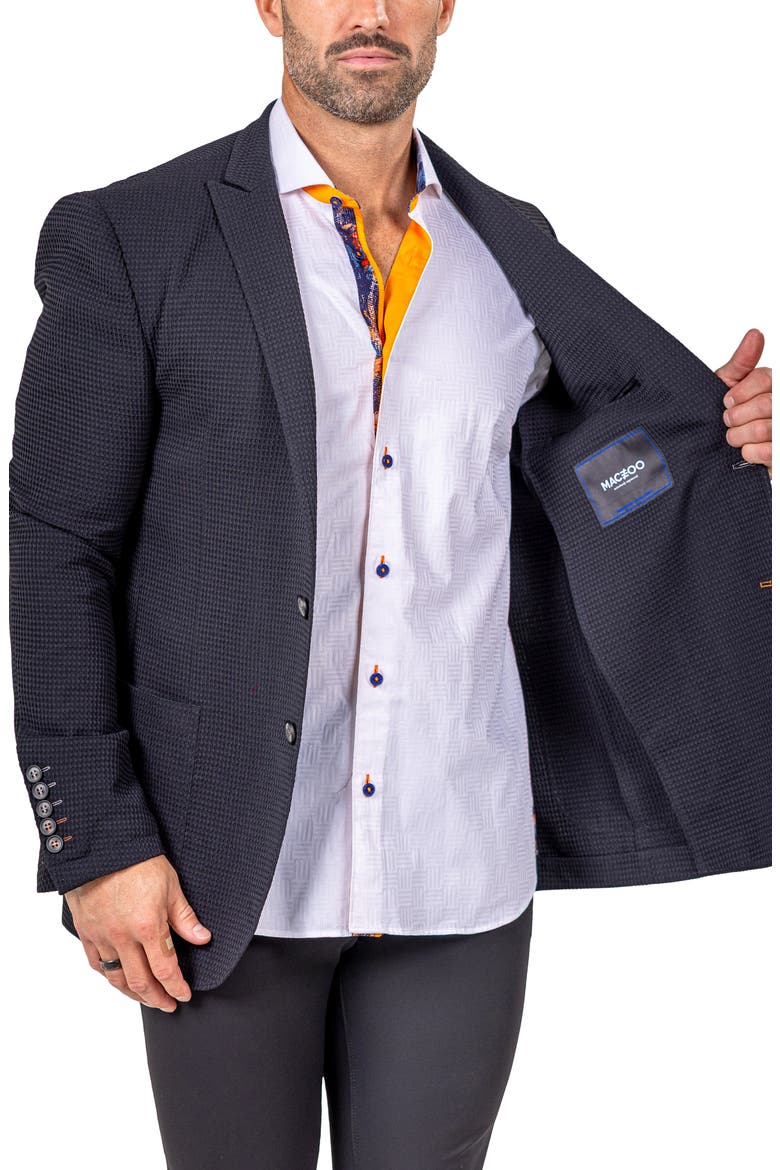 Unconstructed Marthyr014 Black Seersucker Peak Lapel Blazer, Alternate, color, BLACK