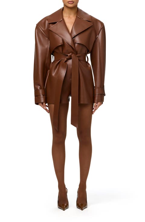 Faux Leather Trench Romper