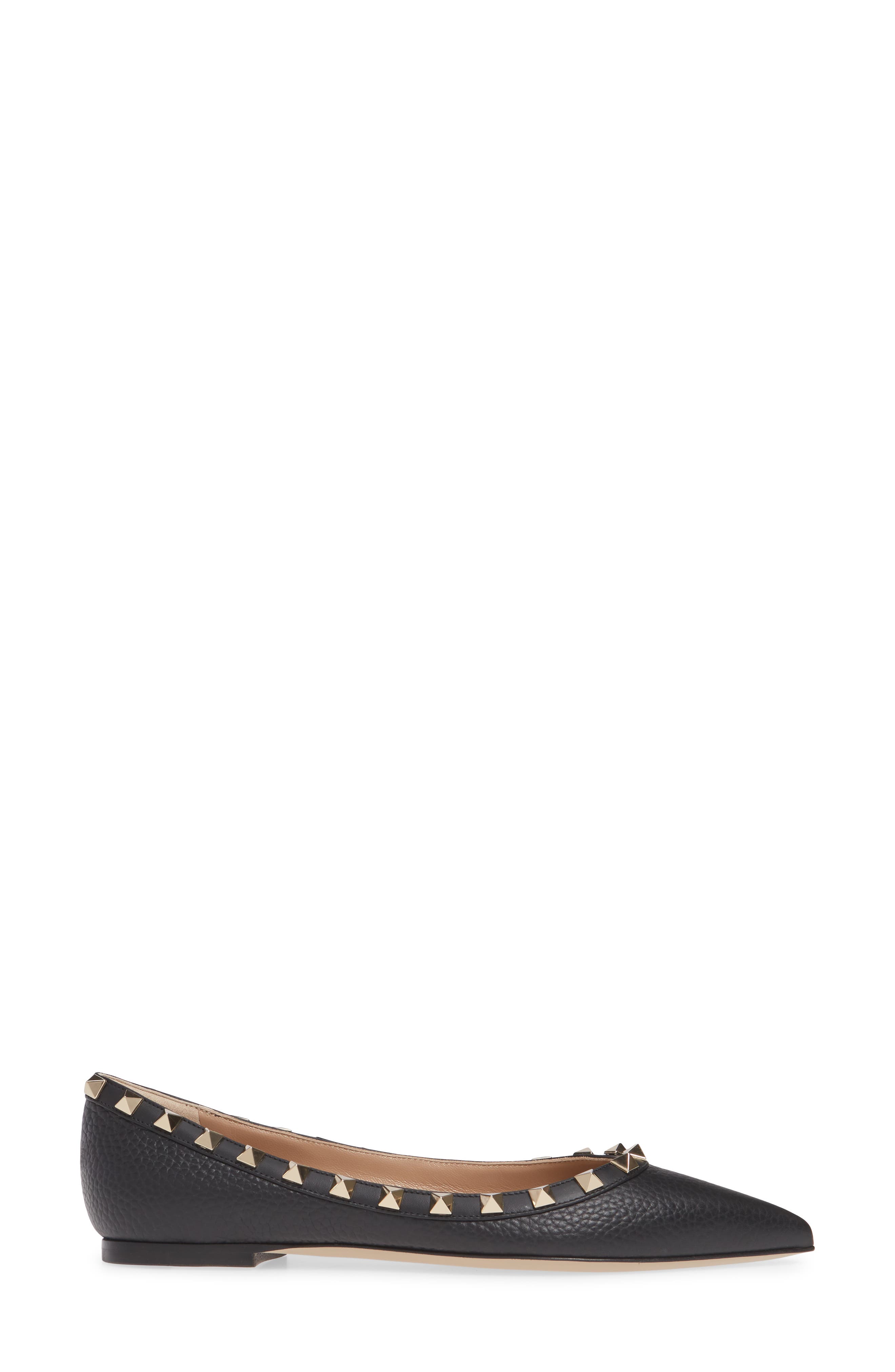 Valentino Garavani Rockstud Pointed Toe Flat, Alternate, color, 