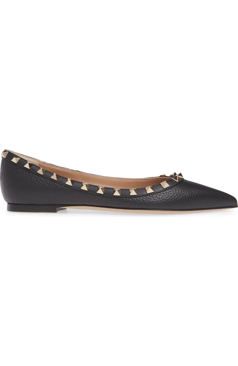 Valentino Garavani Rockstud Pointed Toe Flat, Alternate, color,