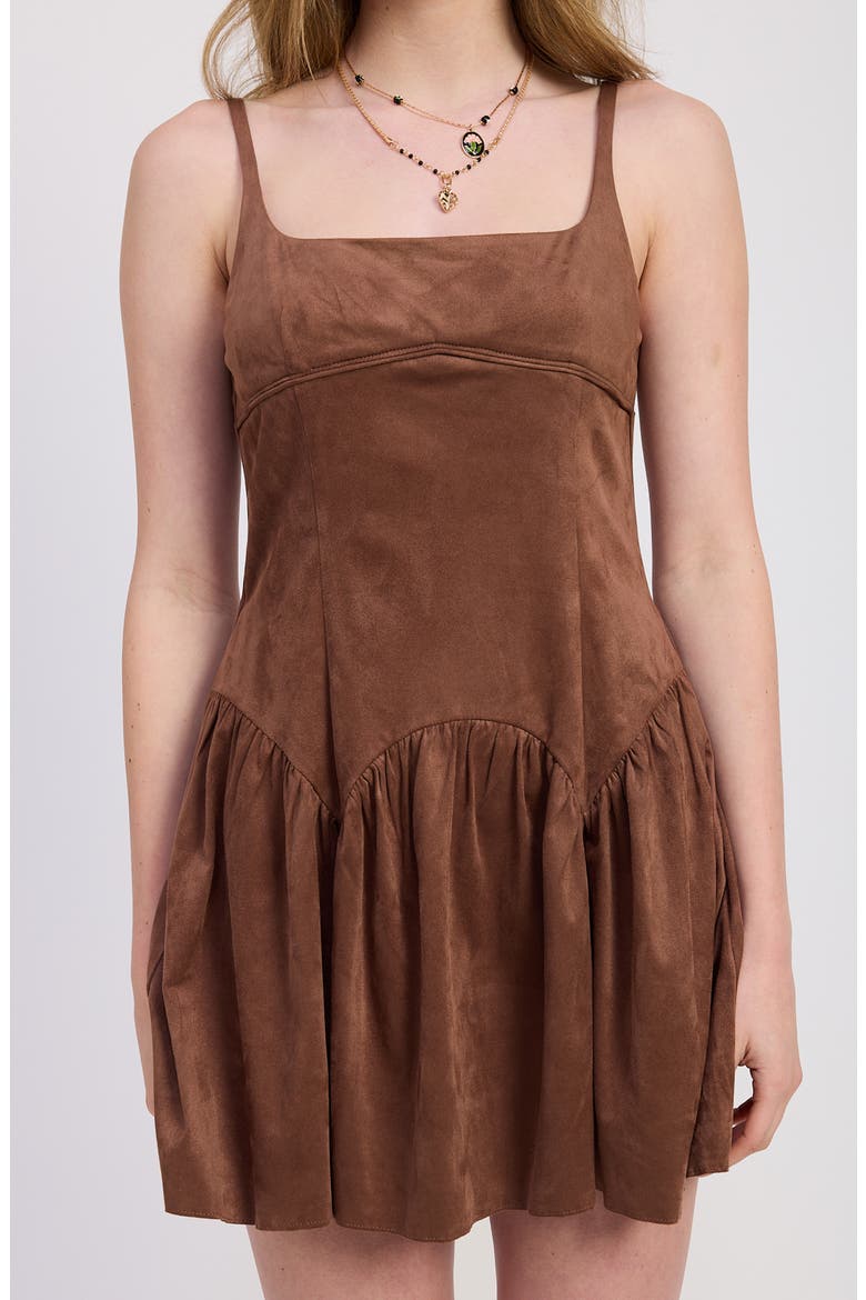 Cordelia Empire Waist Fit & Flare Minidress, Alternate, color, MOCHA