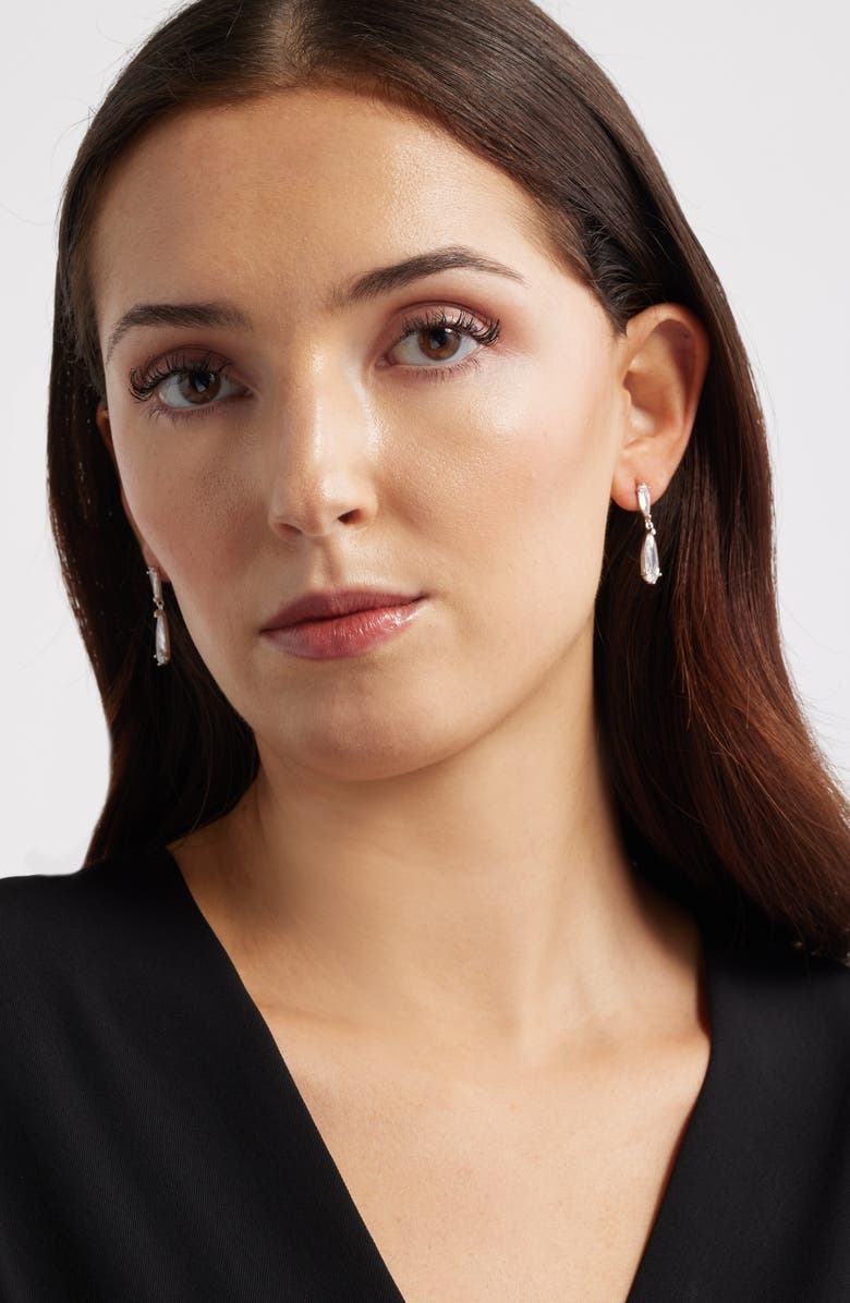 Nordstrom Elongated Pear Cubic Zirconia Drop Earrings, Alternate, color, Clear- Silver