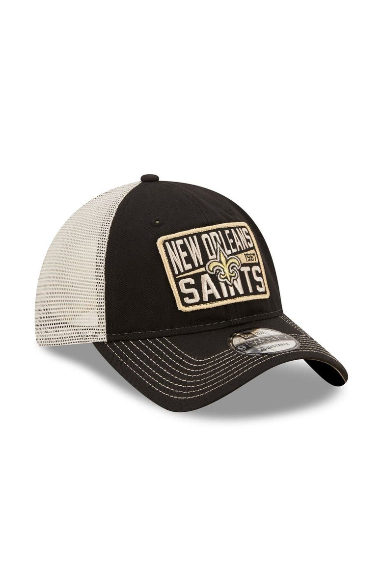 New Era Men's New Era  Black/Natural New Orleans Saints  Devoted Trucker 9TWENTY Snapback Hat, Alternate, color, 