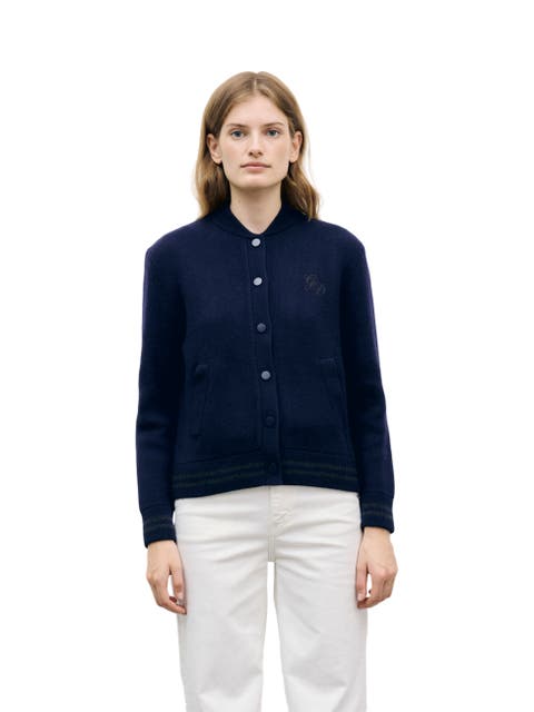 Rea Rib Collar Snap Front Knit Cardigan