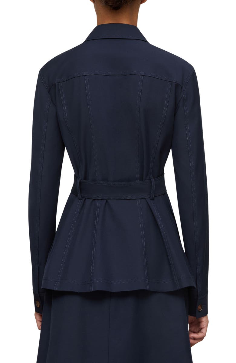 Lafayette 148 New York Techno Stretch Twill Belted Jacket, Alternate, color, Ink