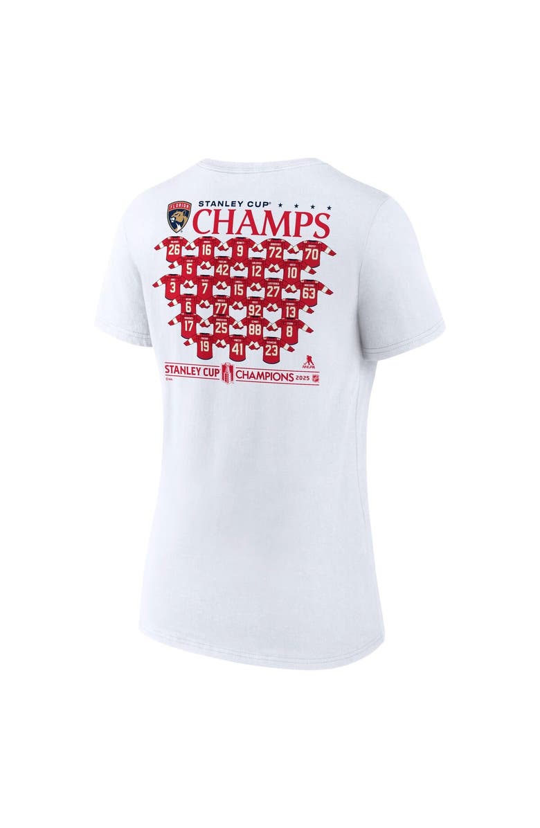 FANATICS Women's Fanatics White Florida Panthers 2025 Stanley Cup Champions Jersey Roster V-Neck T-Shirt, Alternate, color, 