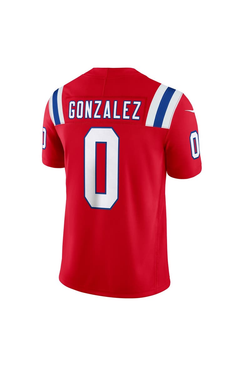 Men's Nike Christian Gonzalez Red New England Patriots Alternate Vapor F.U.S.E. Stitched Limited Jersey, Alternate, color, Red