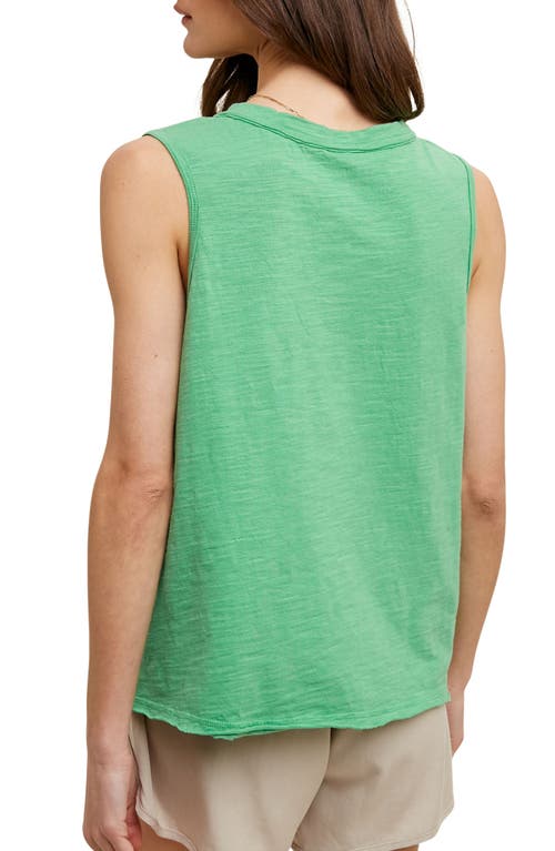 Wishlist Button Henley Tank Top In Green