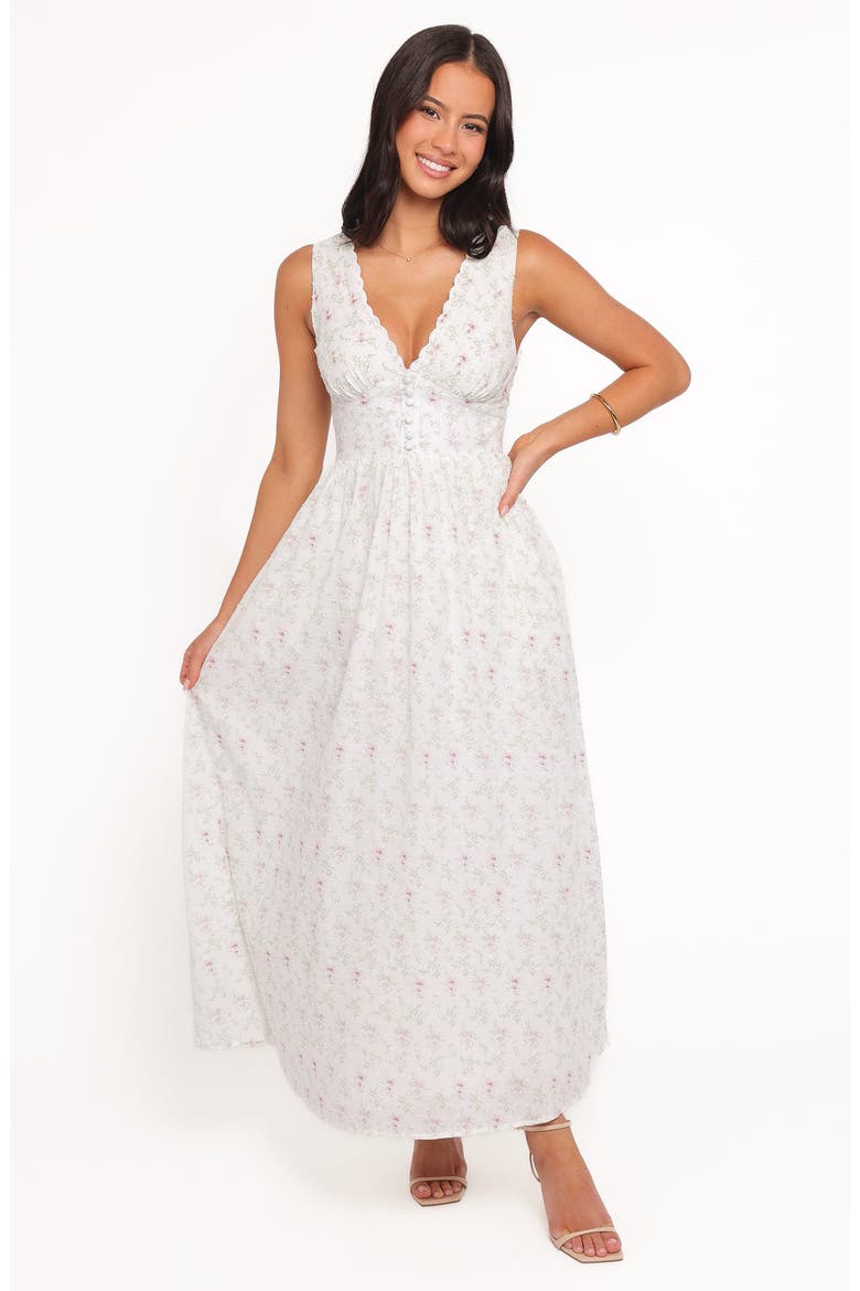 Kimlee Floral Print Swiss Dot Midi Dress, Alternate, color, GARDEN DITSY