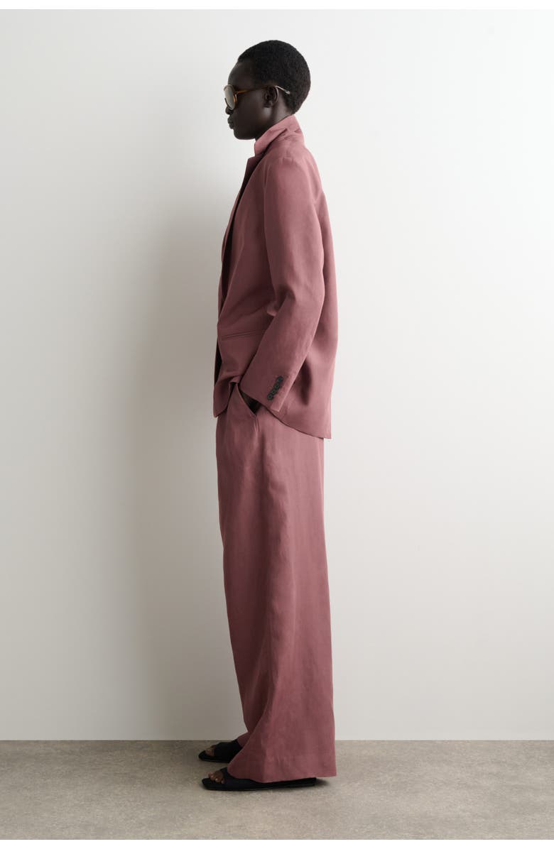 COS Linen-Blend Single-Breasted Blazer, Alternate, color, Brown