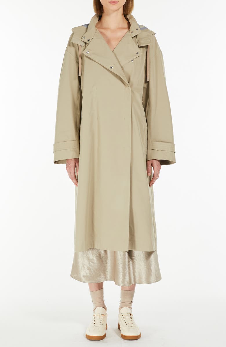 MM by Max Mara Moriana Hooded Raincoat, Main, color, Sand