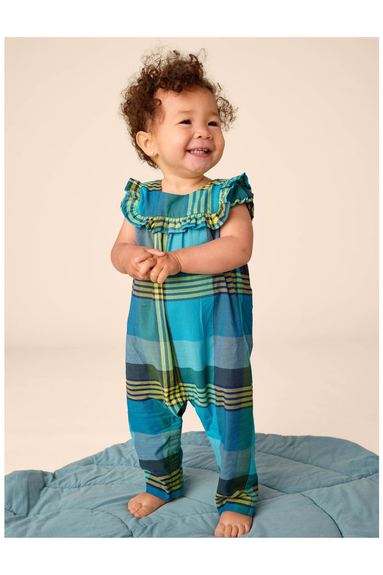 Woven Ruffle Baby Romper, Alternate, color, Amazonian Plaid