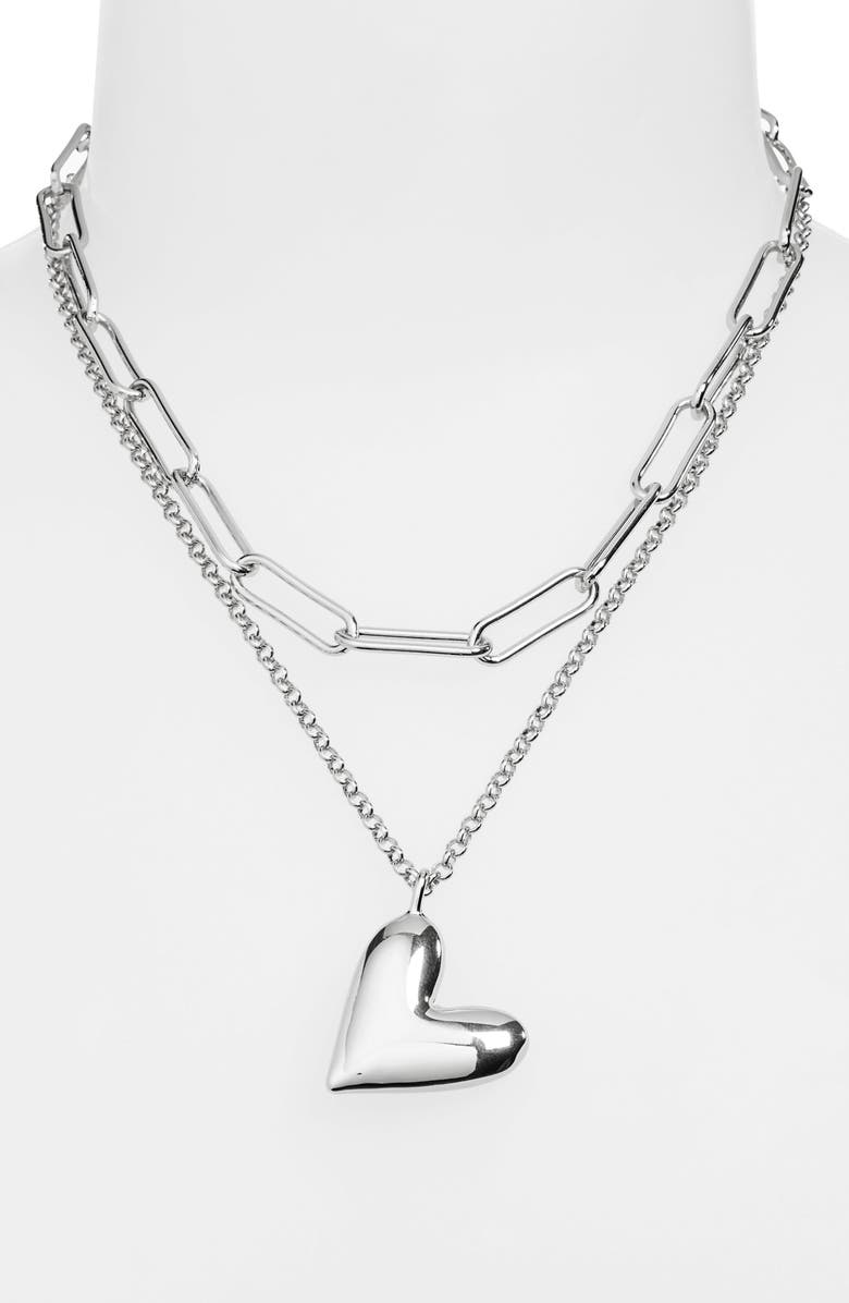 NORDSTROM RACK Puffy Heart Layered Necklace, Alternate, color, 