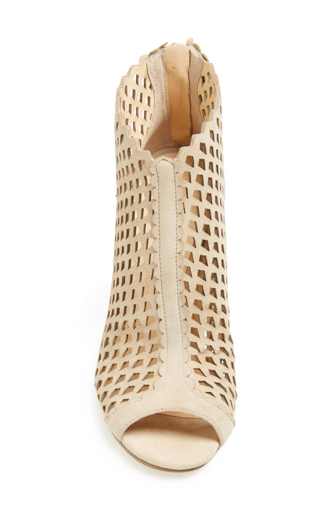 'Didia' Cutout Cage Open Toe Suede Bootie, Alternate, color, NUDE