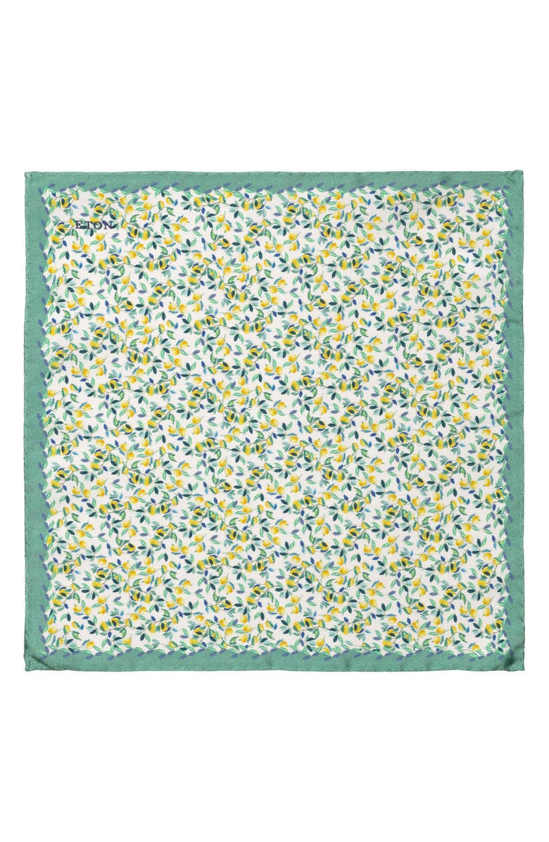 Eton Lemon Print Silk Pocket Square, Alternate, color, 