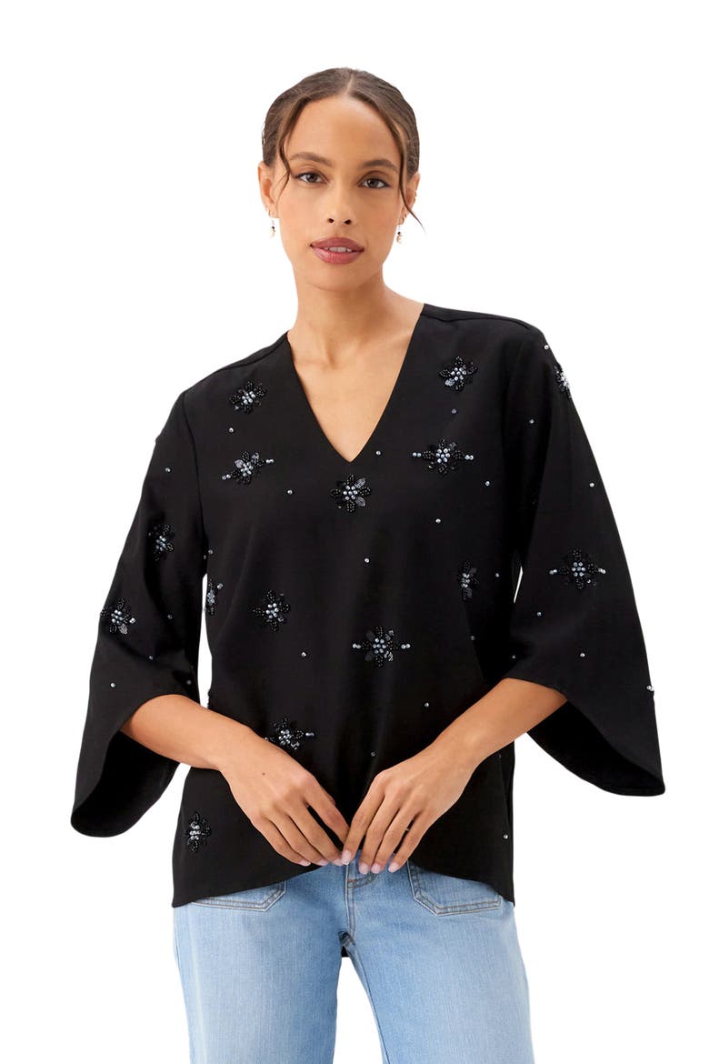 Embellish Asymmetric Top, Alternate, color, BLACK