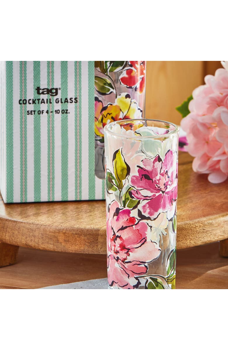 tag In Bloom Drinks Glass S/4 Multi Glass Spring, Alternate, color, Clear