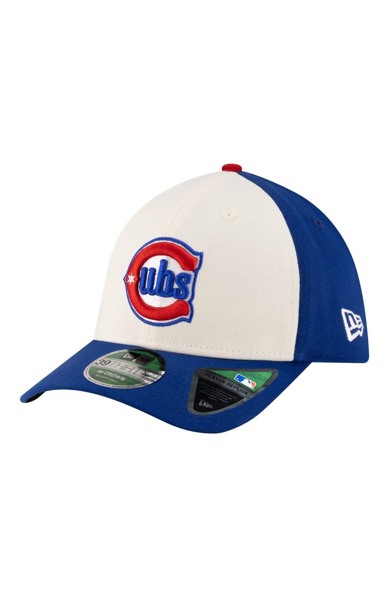 New Era Men's New Era  White/Royal Chicago Cubs Player Replica 39THIRTY M-Crown Flex Hat, Main, color, White
