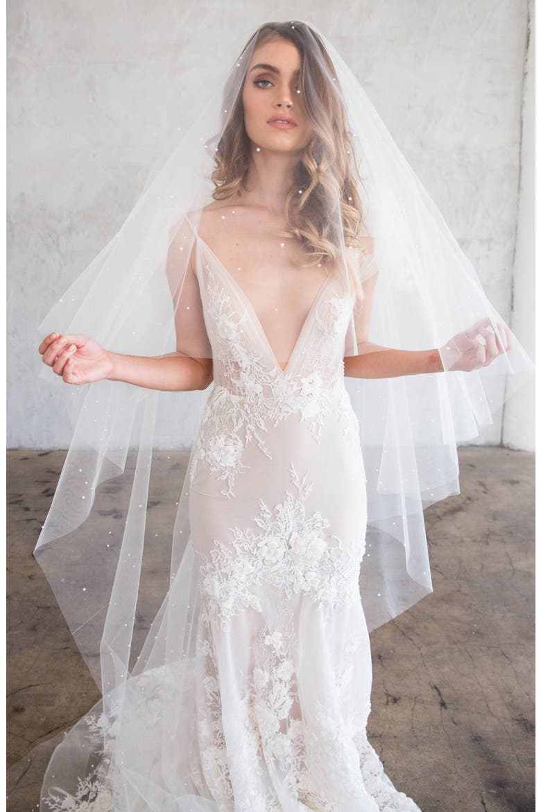 Darcy Imitation Pearl Chapel Veil, Alternate, color, IVORY