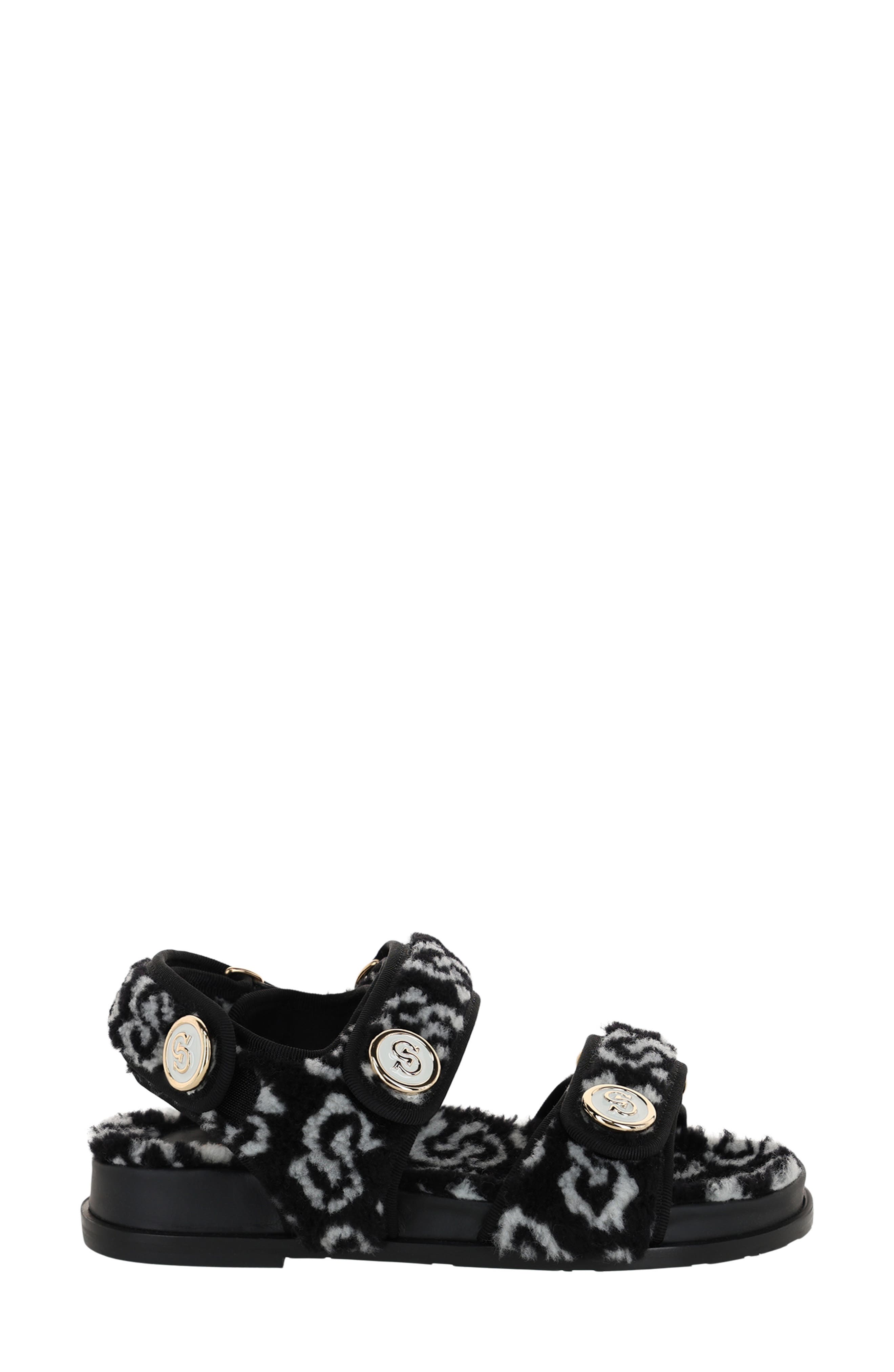 FERRAGAMO Keita J Gal Genuine Shearling Sandal, Alternate, color, Black