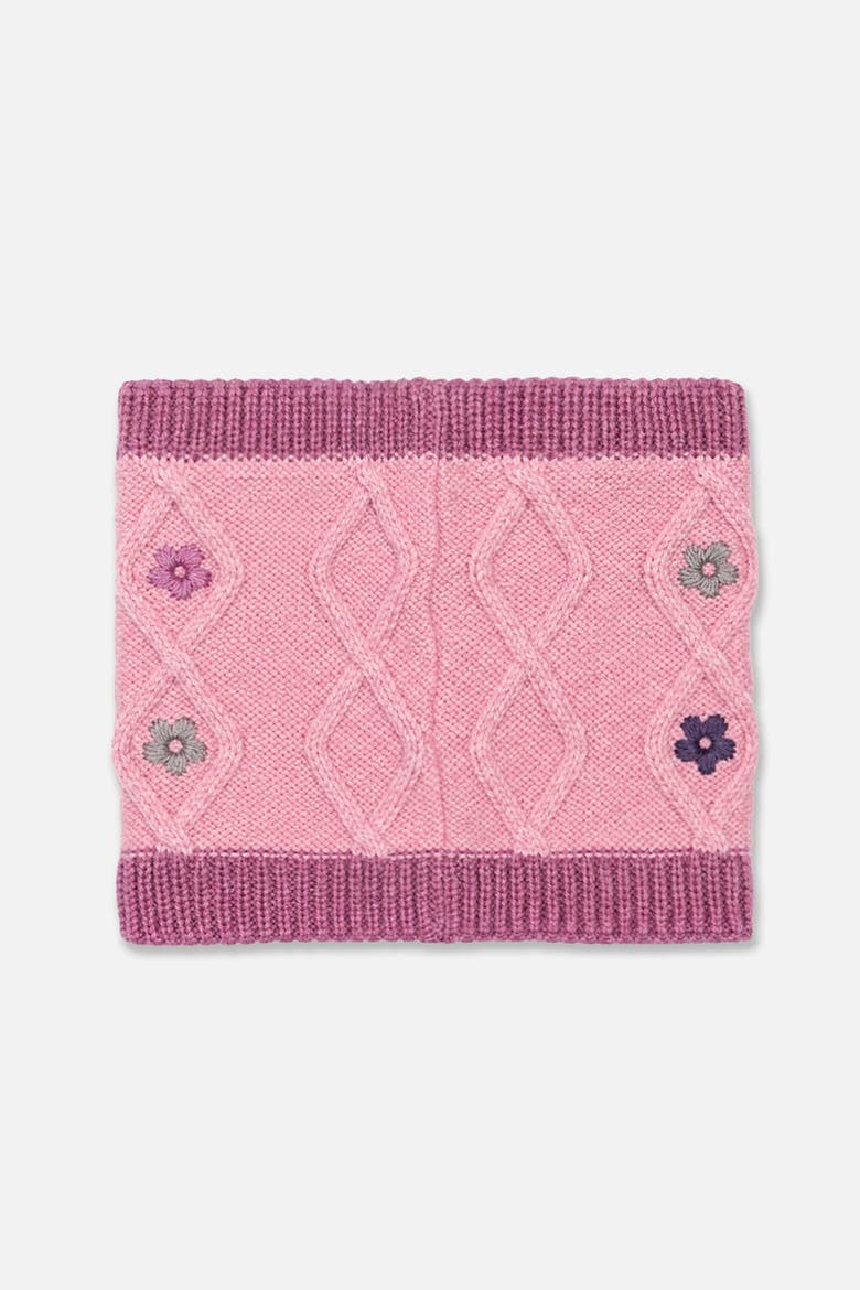 Floral Embroidered Fleece-Lined Knit Neckwarmer, Alternate, color, Pink and Mauve