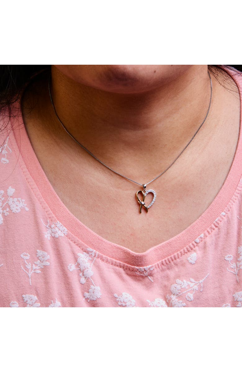 Haus of Brilliance 10K Yellow Gold Plated Silver 1/5 Cttw Diamond Ribbon Heart Pendant Necklace, Alternate, color, Yellow