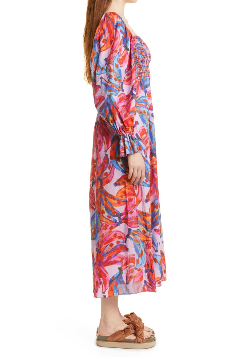 FARM Rio Bananas Smocked Long Sleeve Maxi Dress, Alternate, color, 
