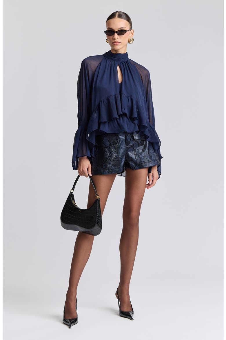Python Print Faux Leather Shorts, Alternate, color, NAVY PYTHON