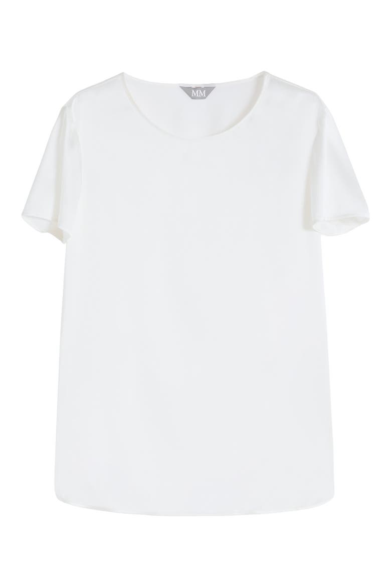 Cortana Stretch Silk Top, Alternate, color, WHITE