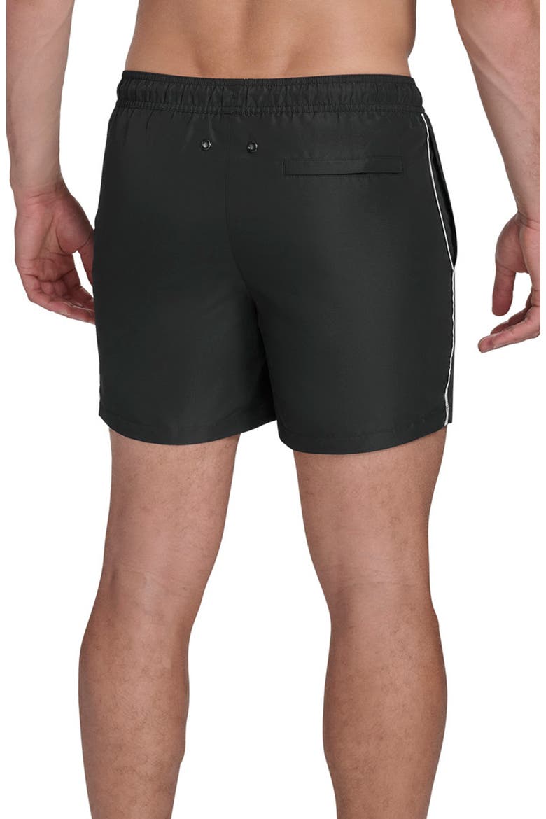 Logo Piping Swim Trunks, Alternate, color, BLACK