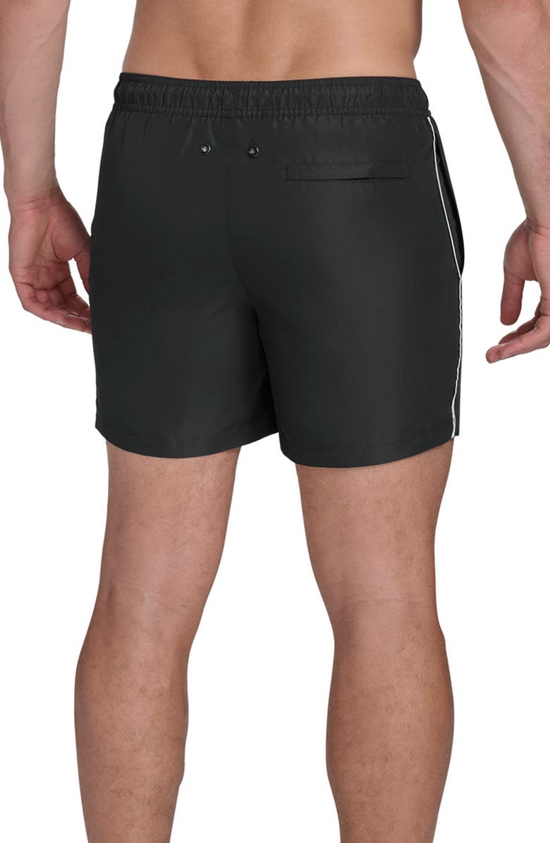 Calvin Klein Logo Piping Swim Trunks, Alternate, color, Black
