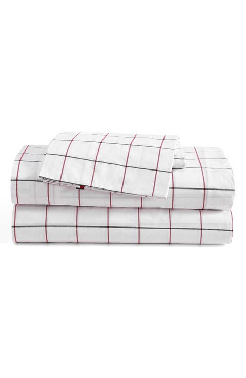 Glasgow Windowpane Cotton Percale Sheet Set