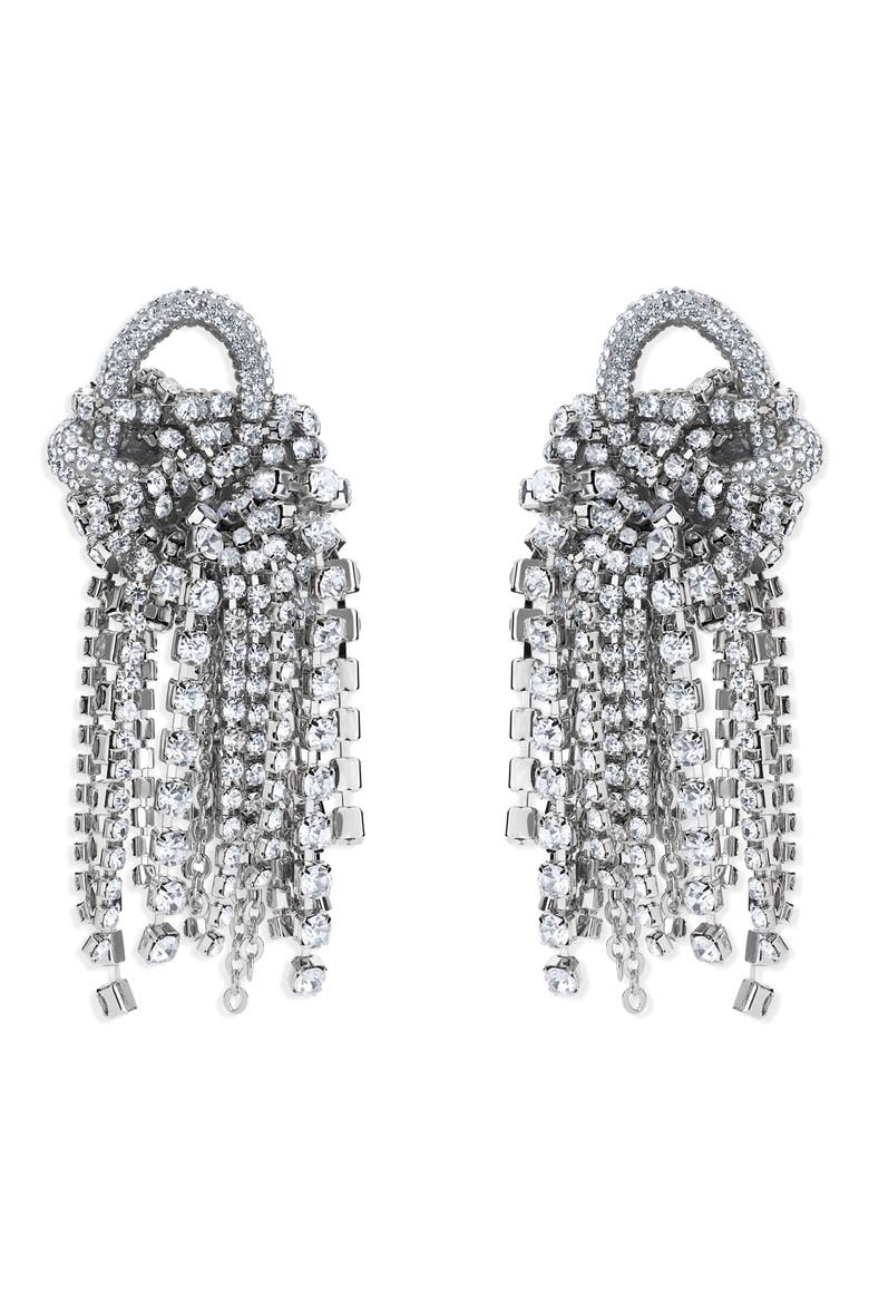 Messy Chain Drop Earrings, Main, color, CLEAR CRYSTAL/ SILVER