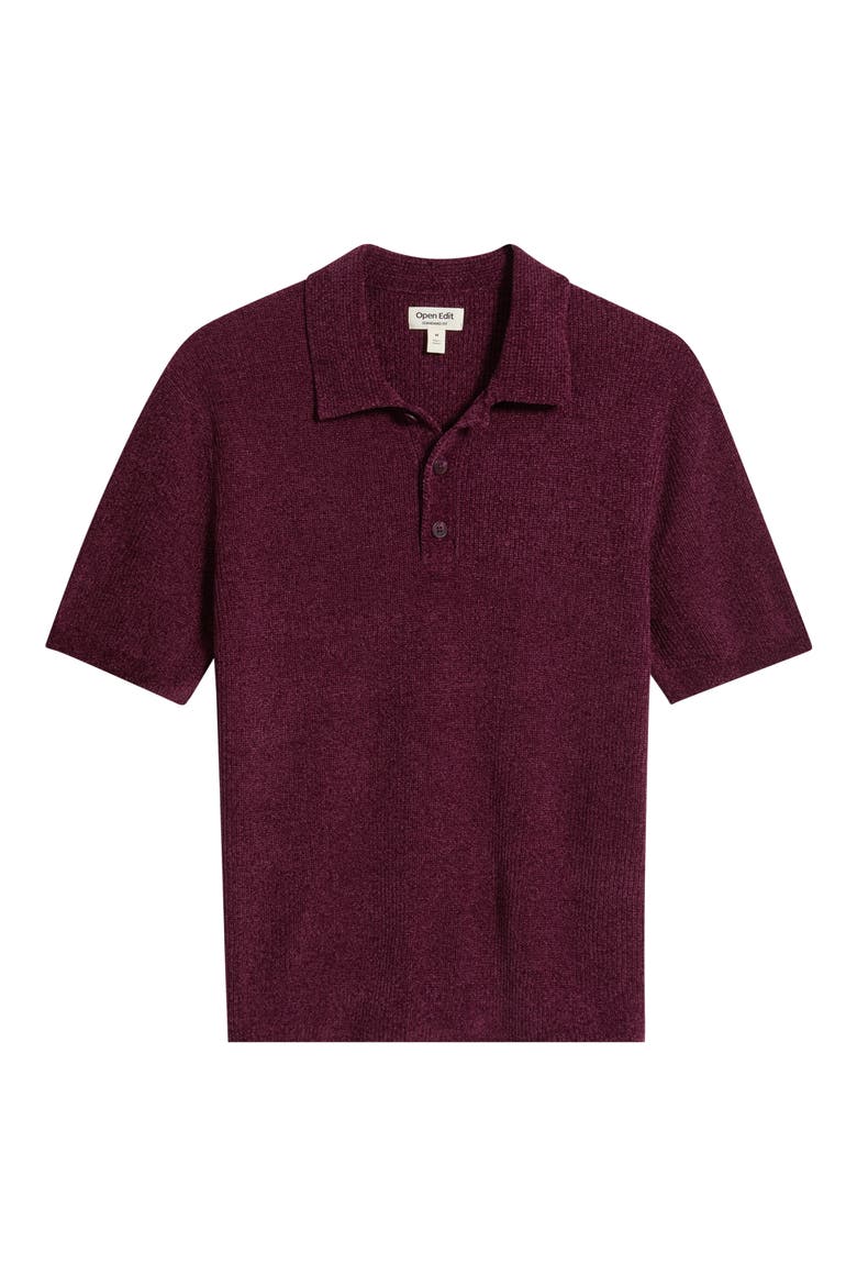 Ribbed Chenille Polo Sweater, Alternate, color, BURGUNDY FIG