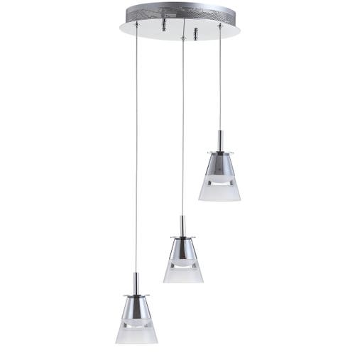 Jonathan Y Alain 3-light Adjustable Cascading Metal Integrated Cluster Led Pendant In Silver