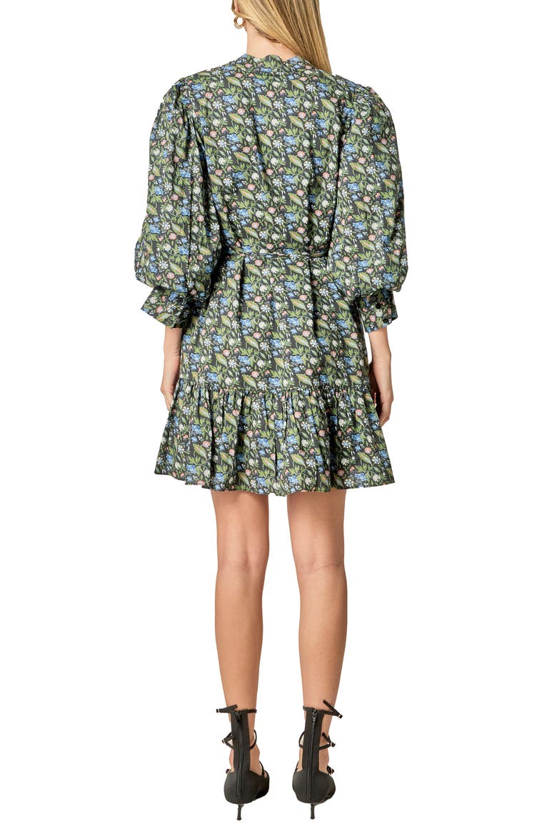Mock Neck Cotton Button-Up Minidress, Alternate, color, BLACK MULTI