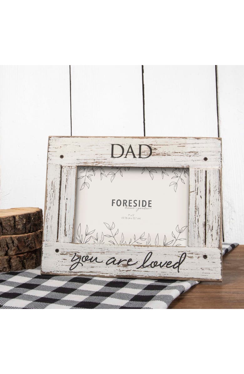 Foreside Home and Garden You Are Loved 5x7 Distressed Wood Picture Frame, Alternate, color, White