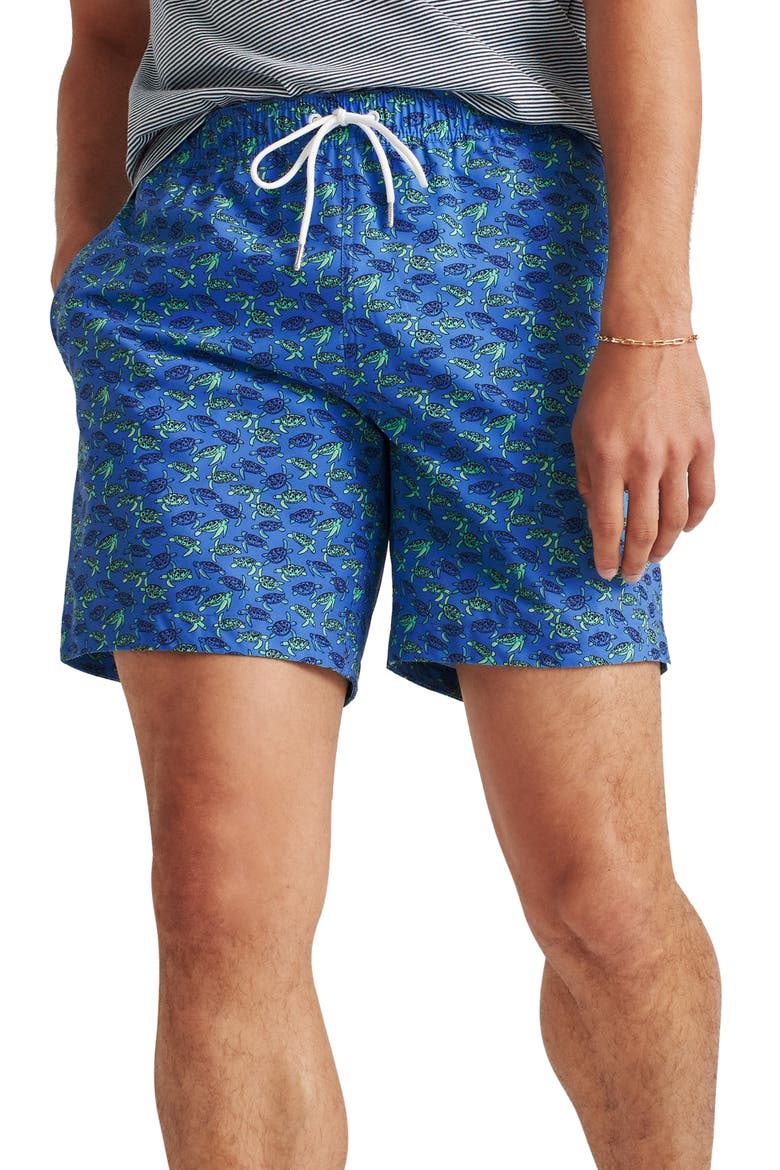 Riviera Floating Turtles Swim Trunks, Main, color, FLOATING TURTLES