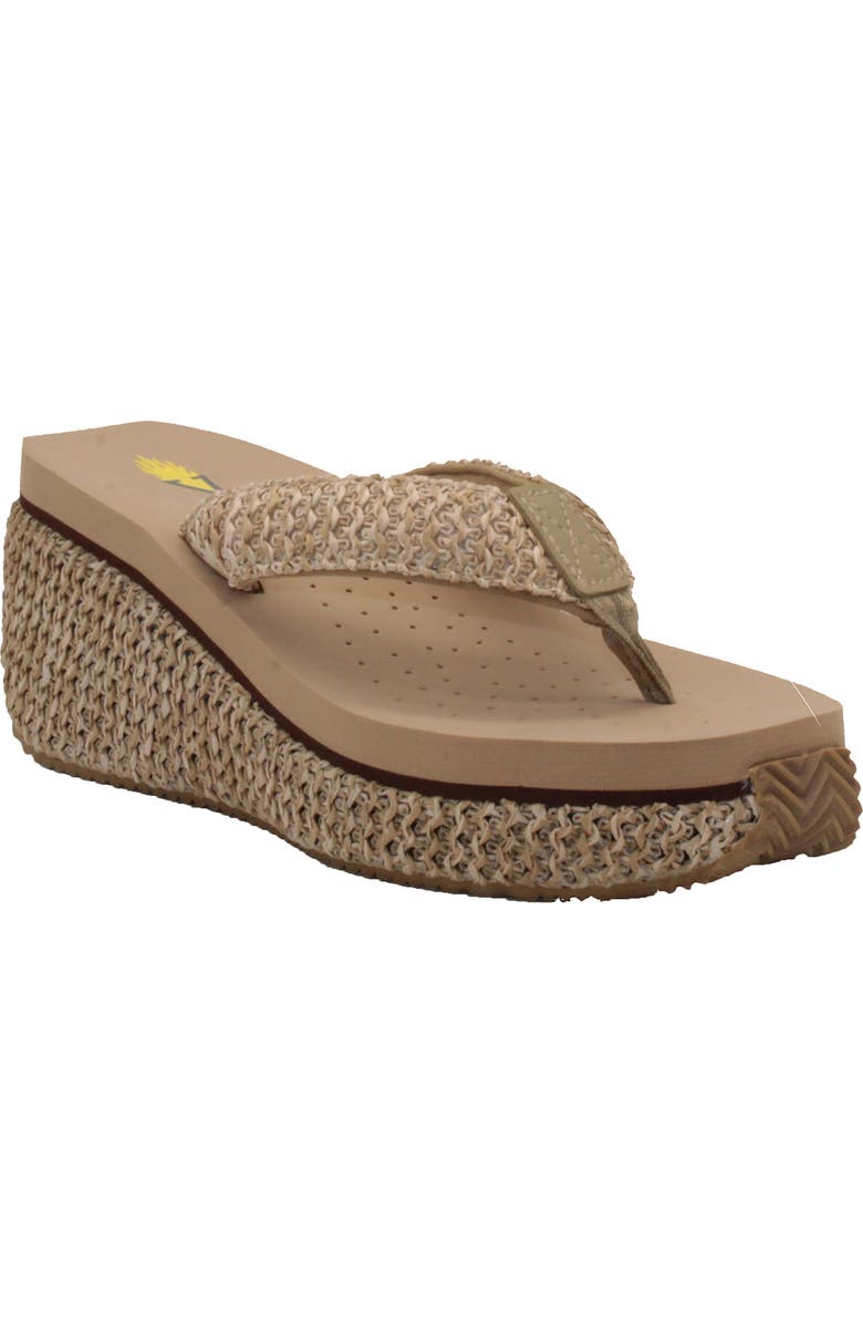 Volatile Island Platform Flip Flop, Main, color, Natural Raffia Fabric