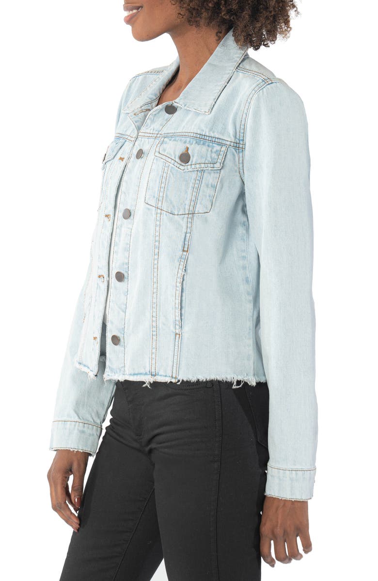 KUT from the Kloth Julia Raw Hem Crop Denim Trucker Jacket, Alternate, color,