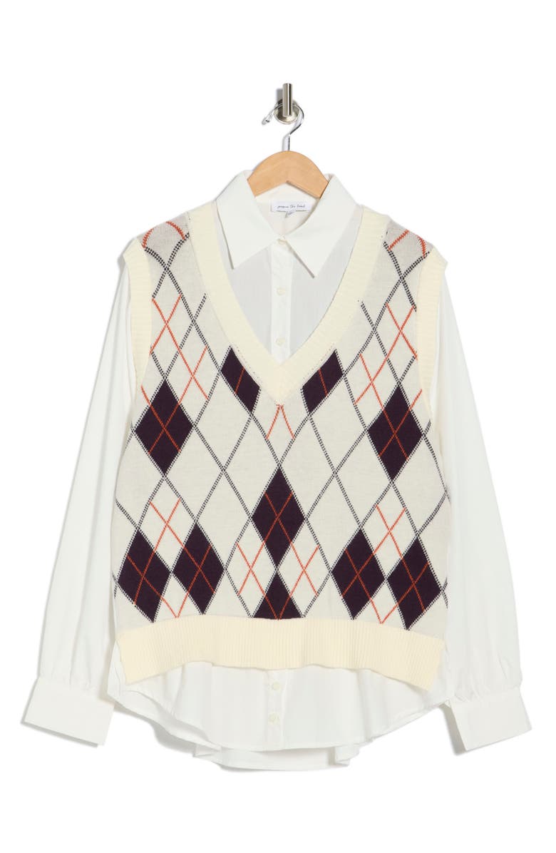 JACQUIE THE LABEL Mara Mixed Media Vest Top, Alternate, color, Off White Multi