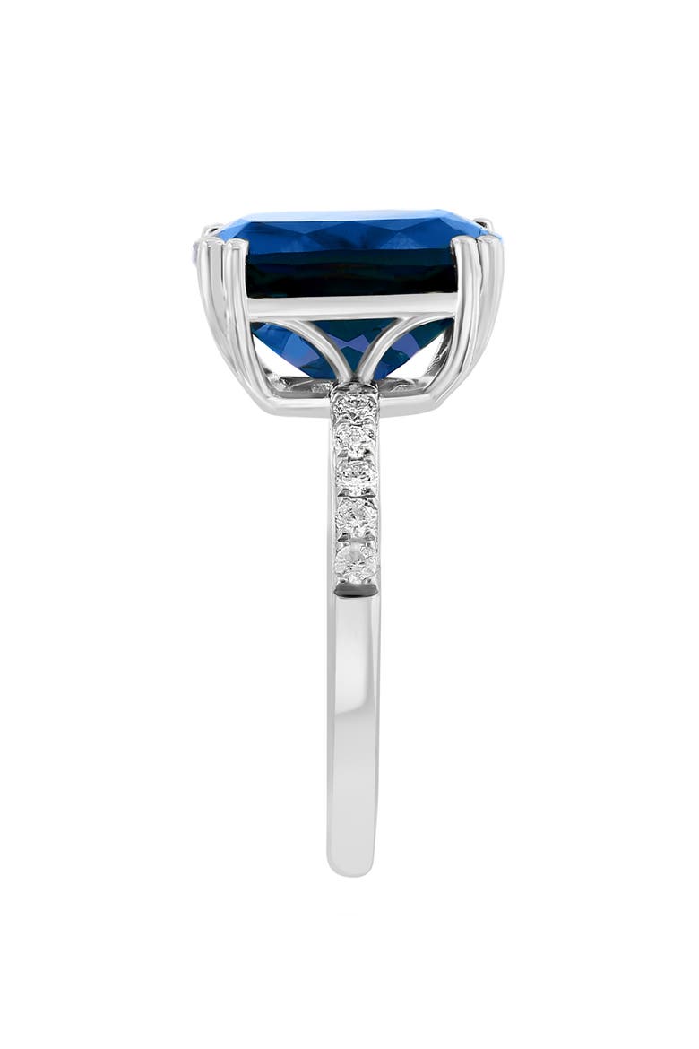14K White Gold Lab Created Sapphire & Lab Created Diamond Ring - 0.20ct., Alternate, color, BLUE